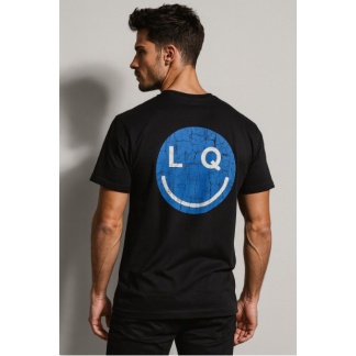 White and black Laqiro smiley men's t-shirts