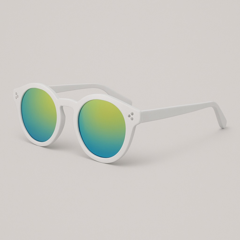 Witte 'Distressed' zonnebril met spiegelglazen 2209-08 - Afbeelding 2