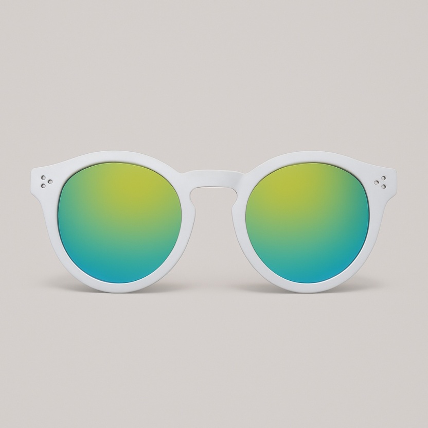 Witte 'Distressed' zonnebril met spiegelglazen 2209-08