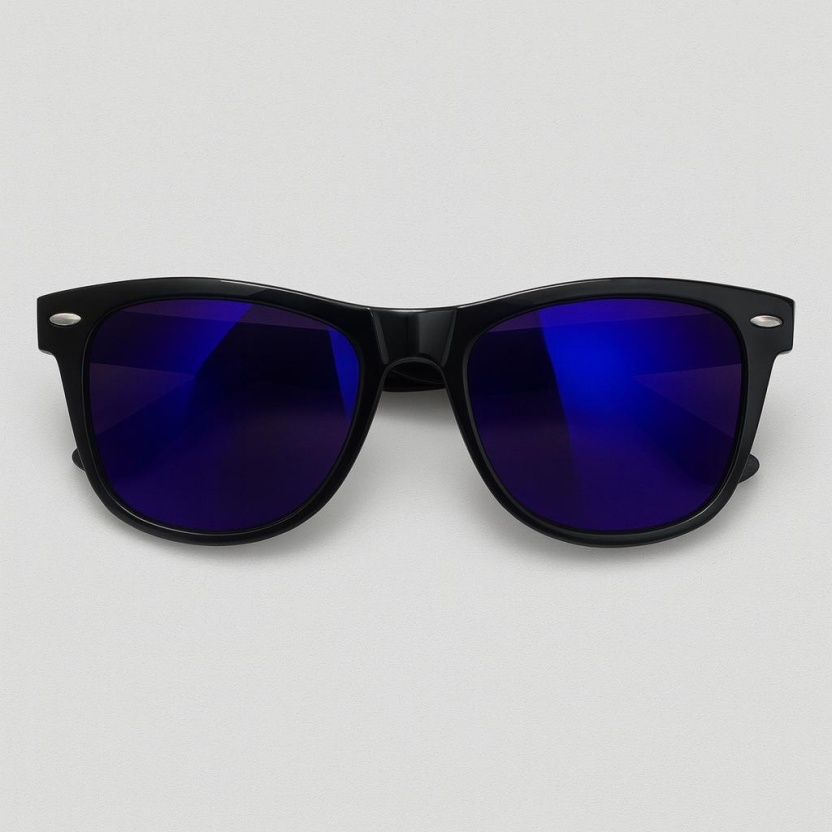 Zwarte 'Distressed' zonnebrillen met blauw/paarse glazen 2215-05