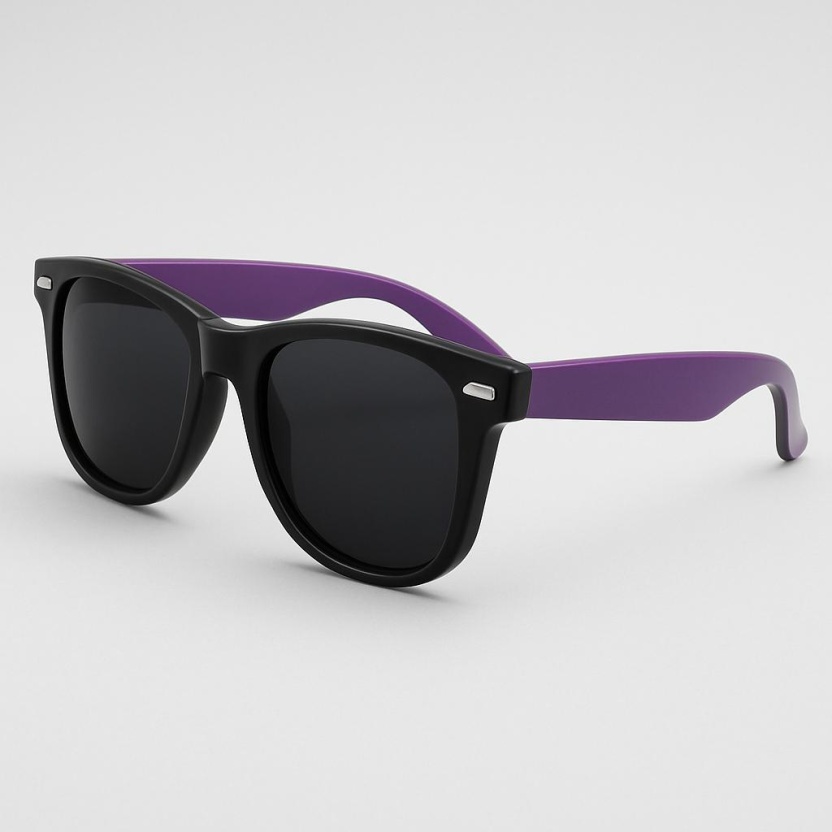 Black 'Distressed' sunglasses with purple legs 2215-LILR - Image 2