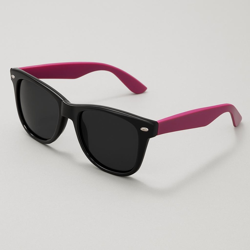 Zwarte 'Distressed' zonnebril met fuchsiakleurige pootjes 2215-SW-PINKB