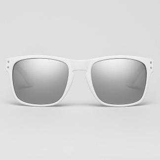 Witte 'Distressed' zonnebrillen met zilverkleurige spiegelglazen 2220-15