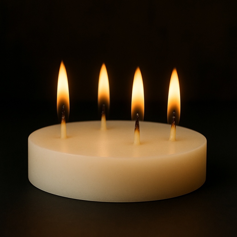 White Sempre rustic round candles 15x4cm - Image 2