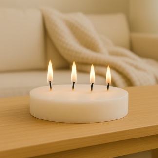 White Sempre rustic round candles 15x4cm
