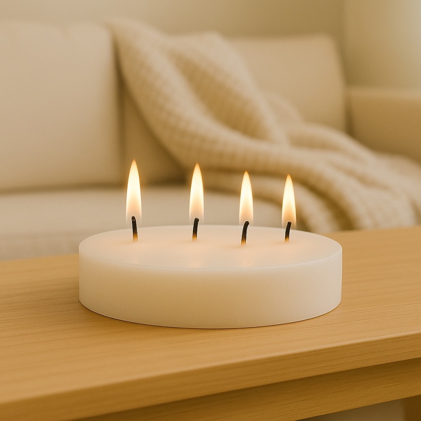 White Sempre rustic round candles 15x4cm