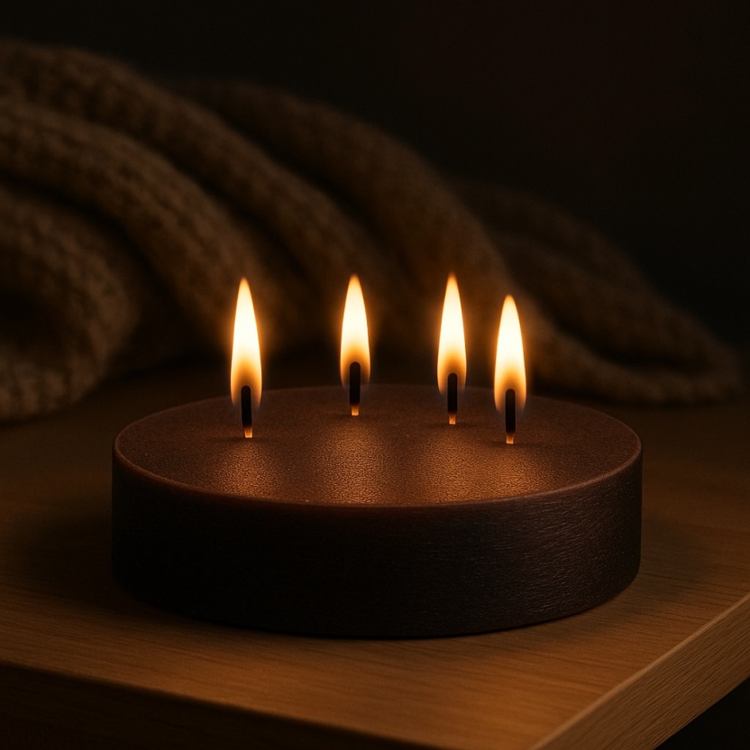 Dark purple Sempre rustic round candles 15x4cm - Image 2