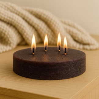 Dark purple Sempre rustic round candles 15x4cm