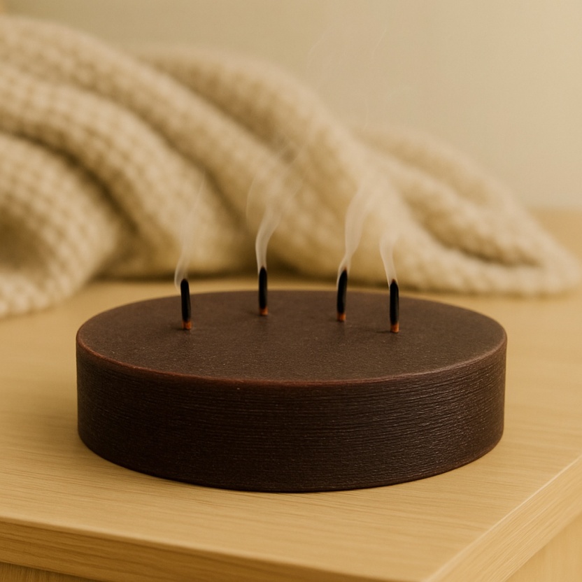 Dark purple Sempre rustic round candles 15x4cm - Image 3