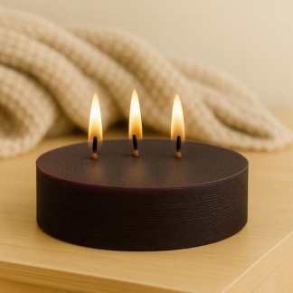 Dark purple Sempre rustic round candles 25x5cm
