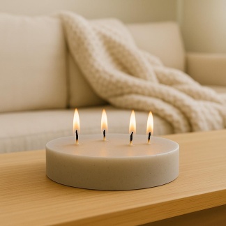 Light grey Sempre round candles 15x4cm