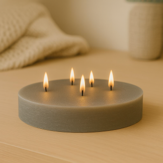 Light grey Sempre rustic round candles 20x4cm