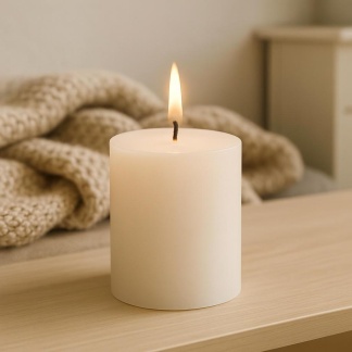 White Sempre rustic pillar candles 10x11cm