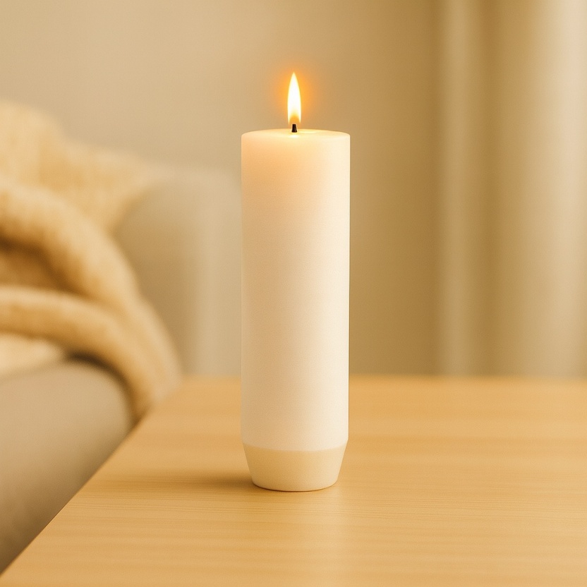 White Sempre rustic candles 3,2x15cm
