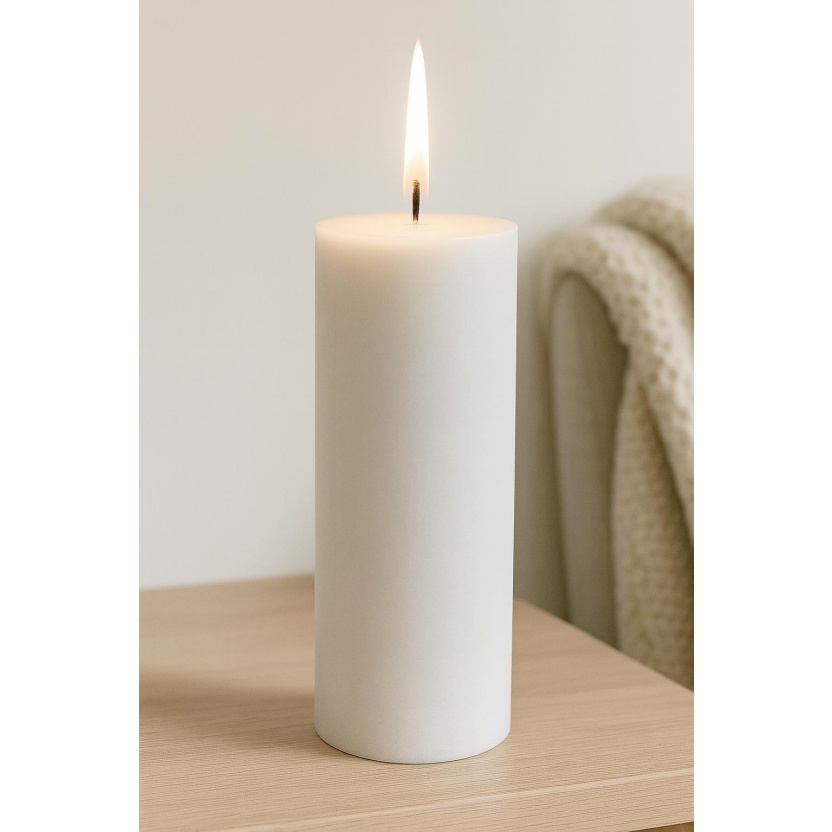 White Sempre rustic pillar candles 7x20cm