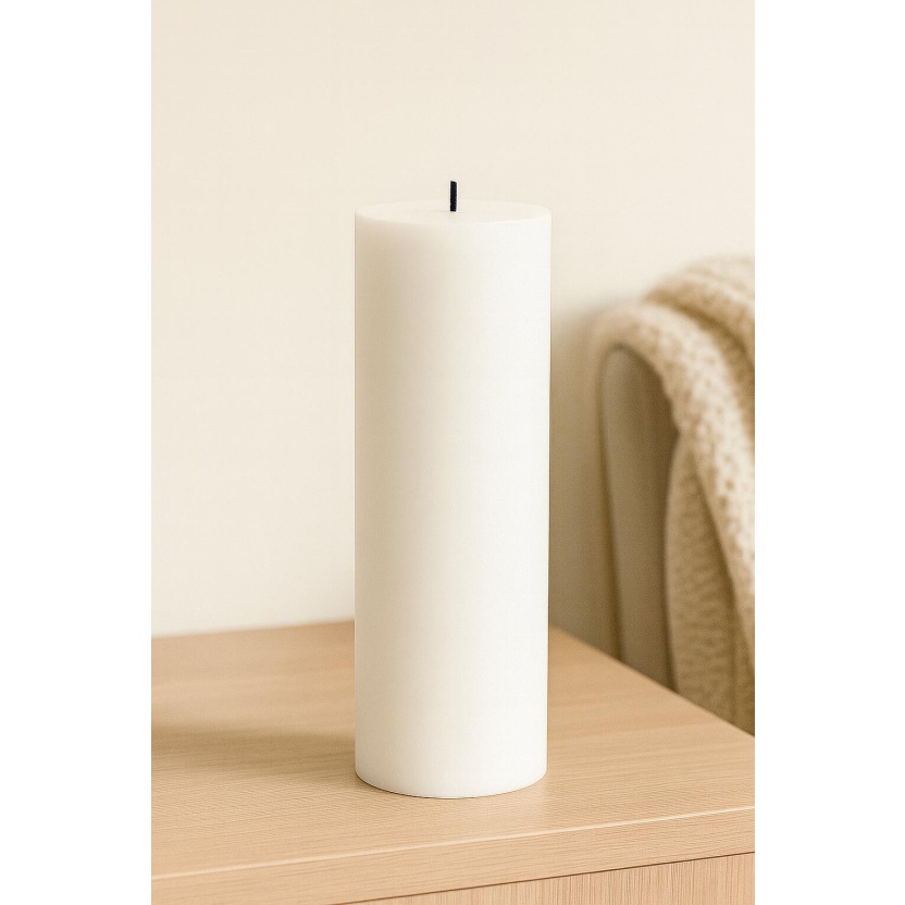 White Sempre rustic pillar candles 7x20cm - Image 2