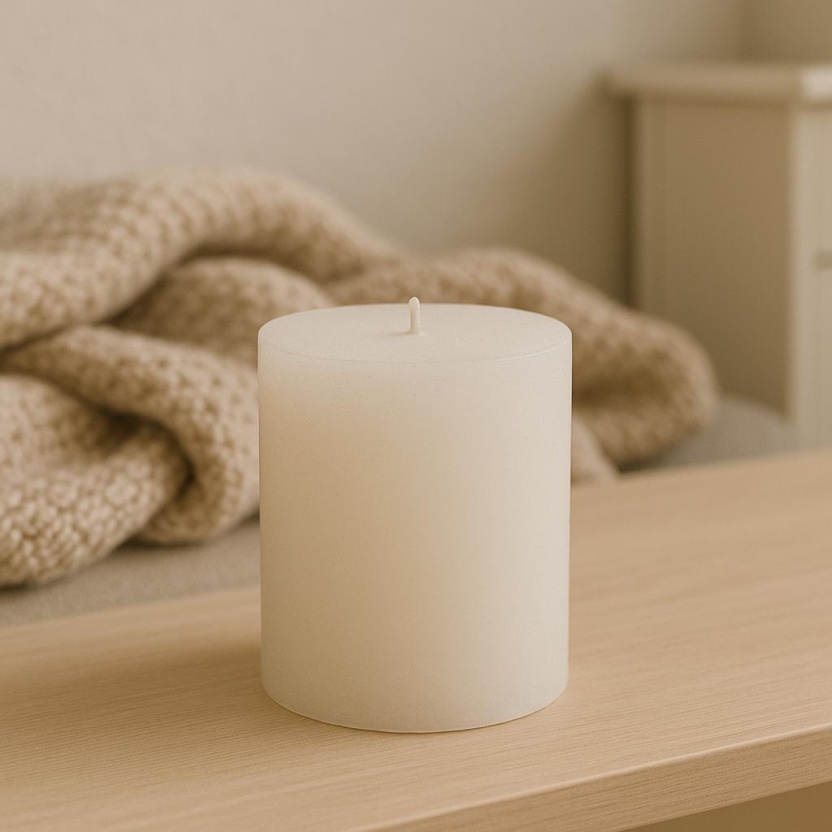 White Sempre pillar candles 8x10cm - Image 2