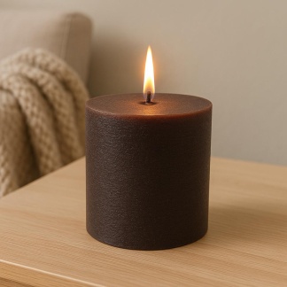 Dark brown Sempre rustic pillar candles 10x11cm