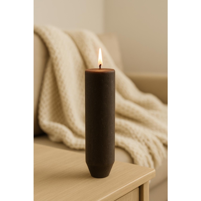Dark brown Sempre rustic candles 3,2x15cm