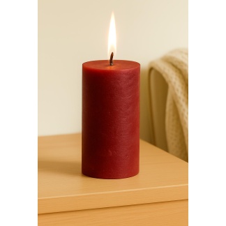 Wine red Sempre rustic pillar candles 7x14cm