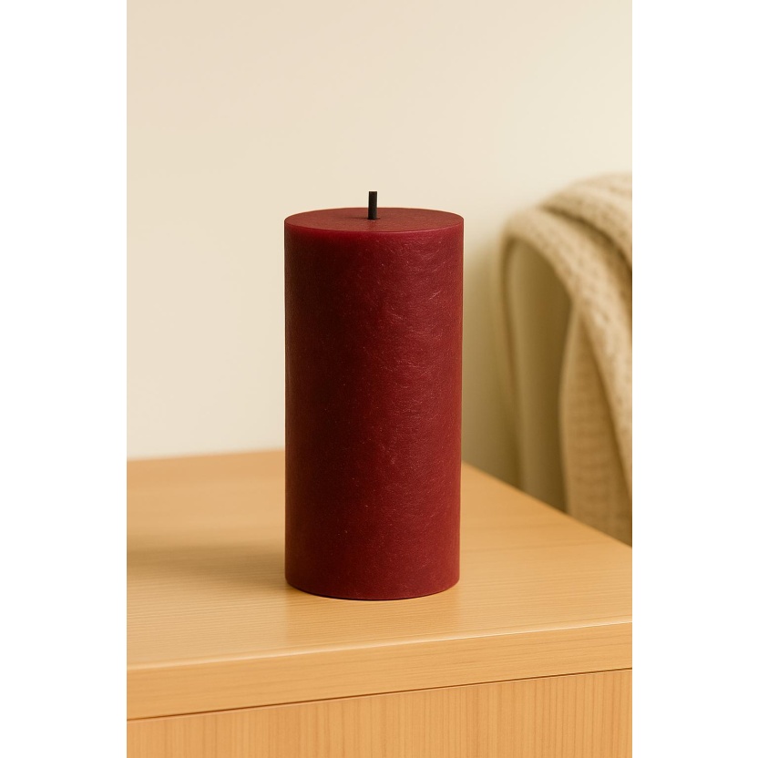 Wine red Sempre rustic pillar candles 7x14cm - Image 3