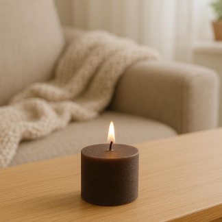 Dark brown Cleybergh rustic pillar candles 7x7cm