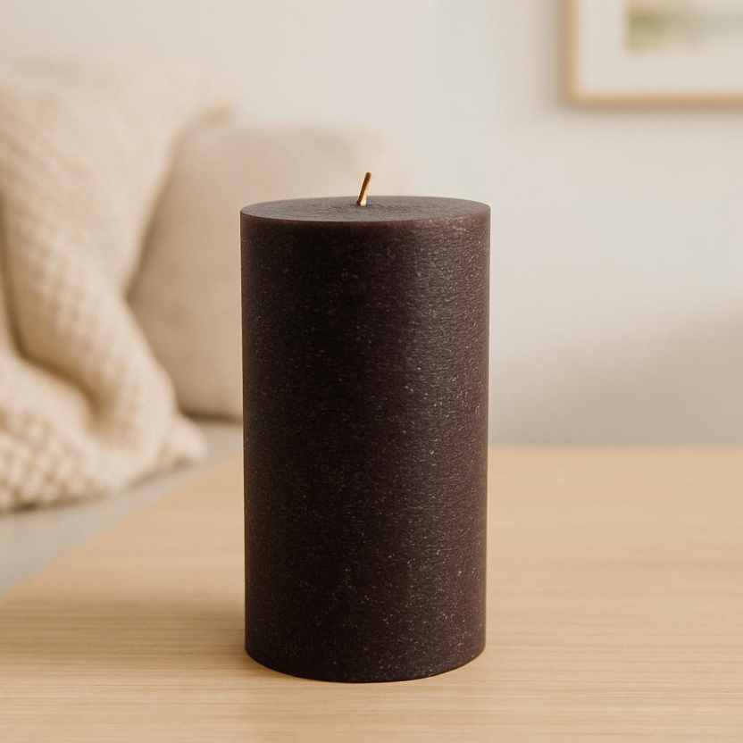 Dark brown Sempre rustic pillar candles 7x14cm - Image 3