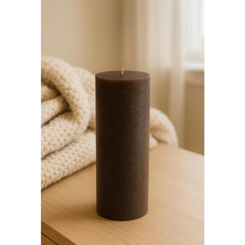 Dark brown Cleybergh rustic pillar candles 7x20cm - Image 3