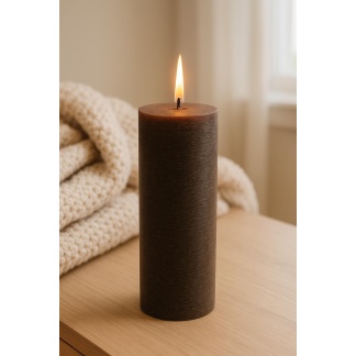 Dark brown Cleybergh rustic pillar candles 7x20cm