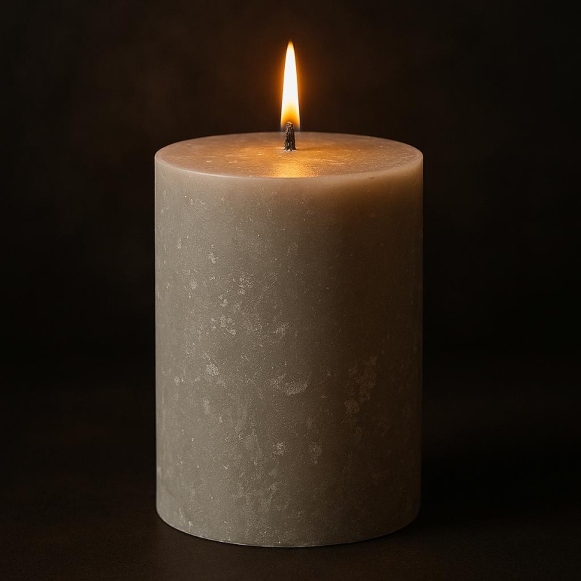 Lichtgrijze Sempre rustieke stompkaarsen 15x21cm - Afbeelding 2