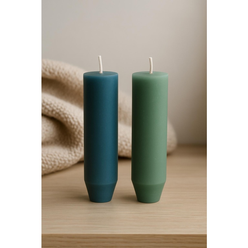 Twee kleuren assortiment Cleybergh rustieke kaarsen 3,2x15cm - Afbeelding 2