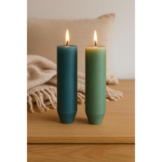 Twee kleuren assortiment Cleybergh rustieke kaarsen 3,2x15cm