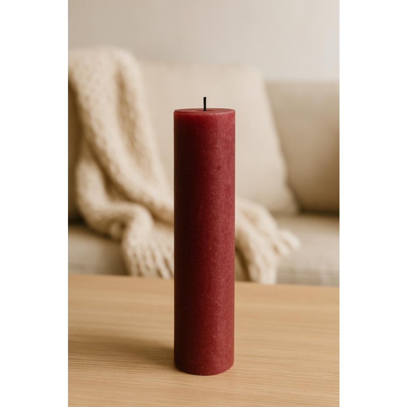 Wine red Sempre rustic dinner candles 3,2x20cm - Image 2