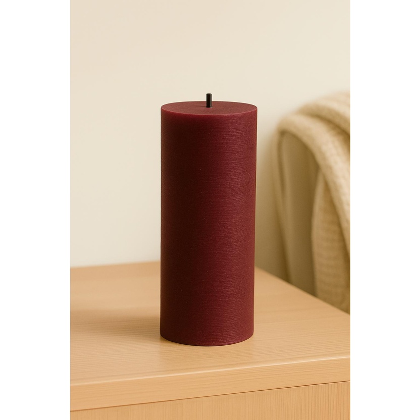 Wine red Sempre rustic pillar candles 7x20cm - Image 3