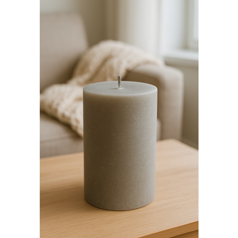 Light grey Sempre rustic pillar candles 10x15cm - Image 3