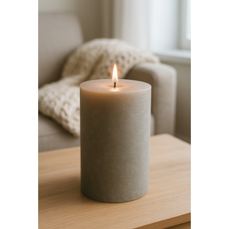 Light grey Sempre rustic pillar candles 10x15cm