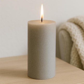 Light grey Sempre pillar candles 7x14cm