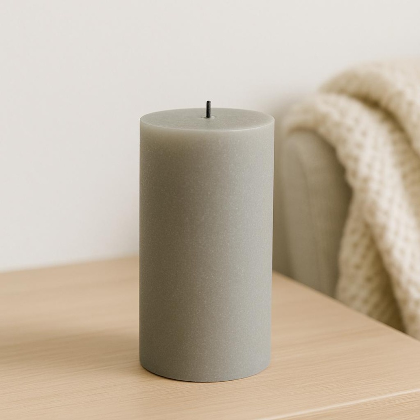 Light grey Sempre pillar candles 7x14cm - Image 2