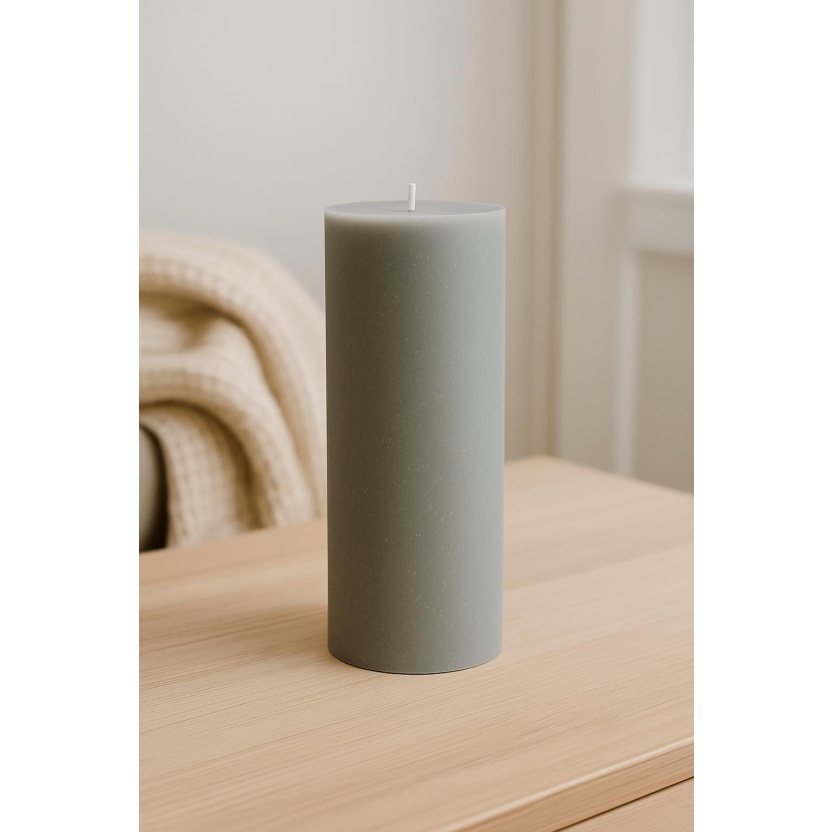 Light grey Sempre rustic pillar candles 7x20cm - Image 2