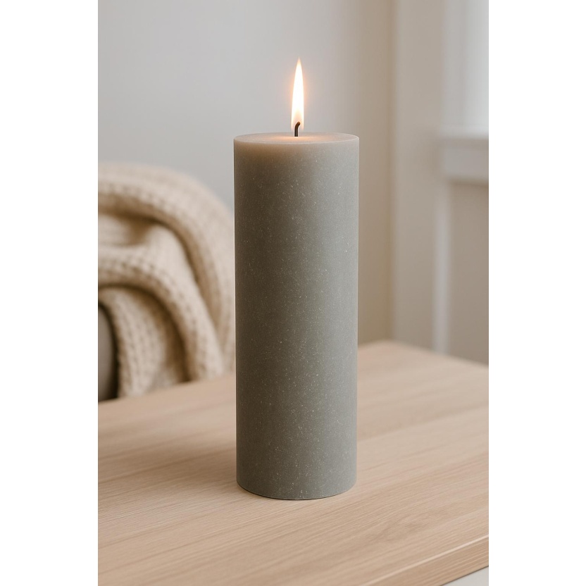 Light grey Sempre rustic pillar candles 7x20cm