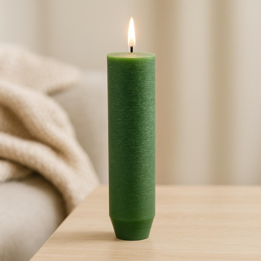 Green Sempre rustic dinner candles 3,2x15cm