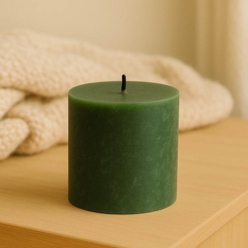 Green Sempre rustic pillar candles 7x7cm - Image 3