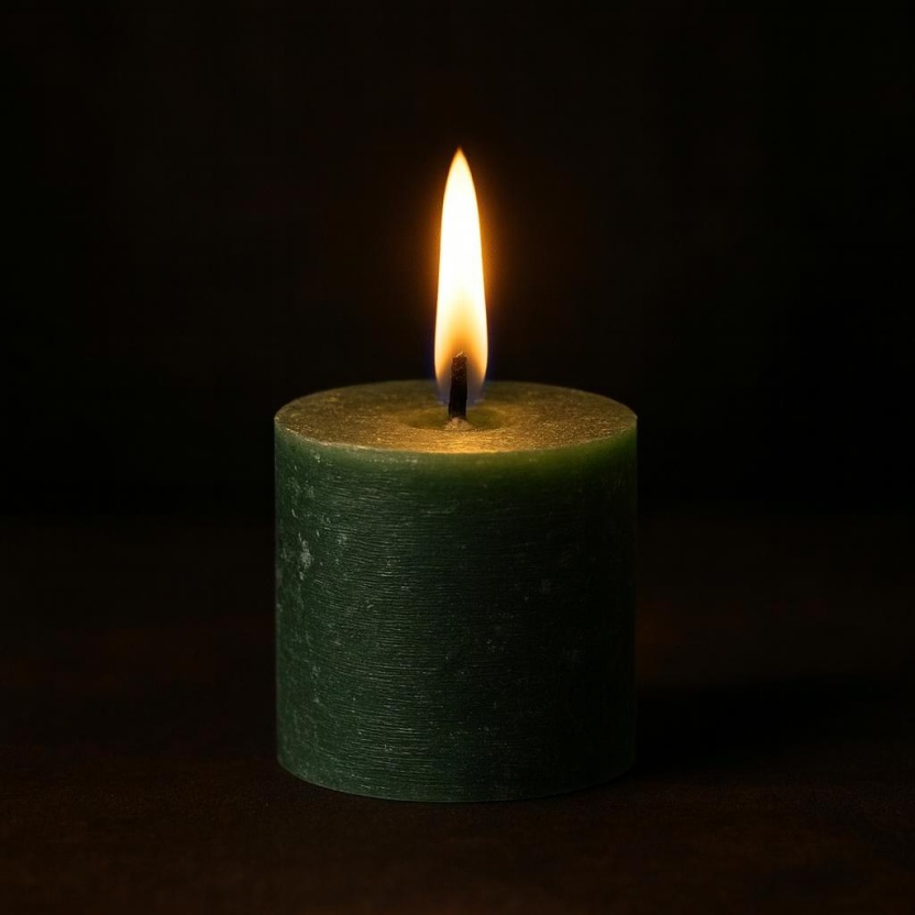 Green Sempre rustic pillar candles 7x7cm - Image 2