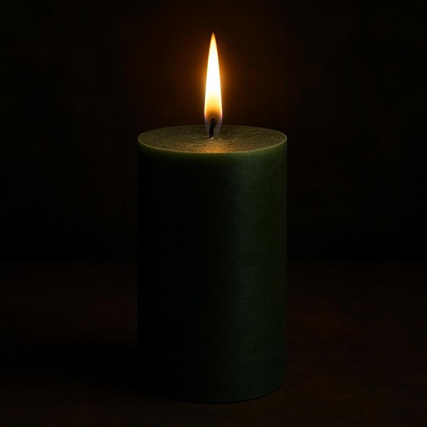 Green Sempre rustic pillar candles 7x14cm - Image 3