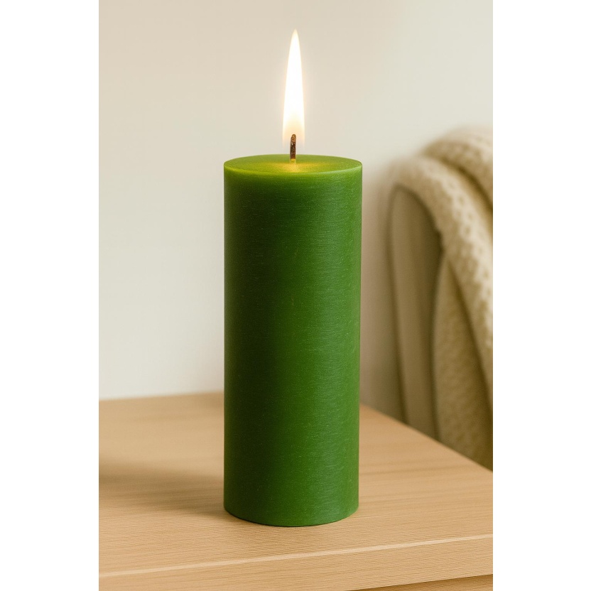 Groene Sempre rustieke stompkaarsen 7x20cm