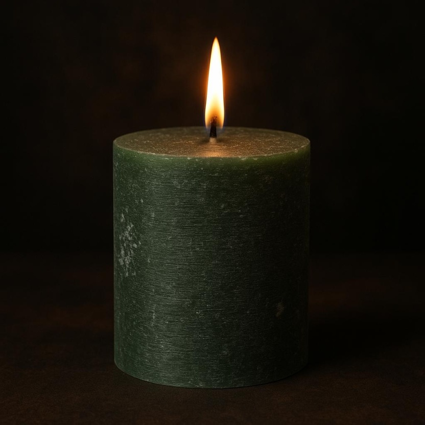 Green Sempre rustic pillar candles 8x10cm - Image 2