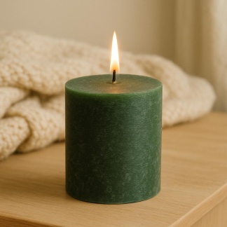 Green Sempre rustic pillar candles 8x10cm