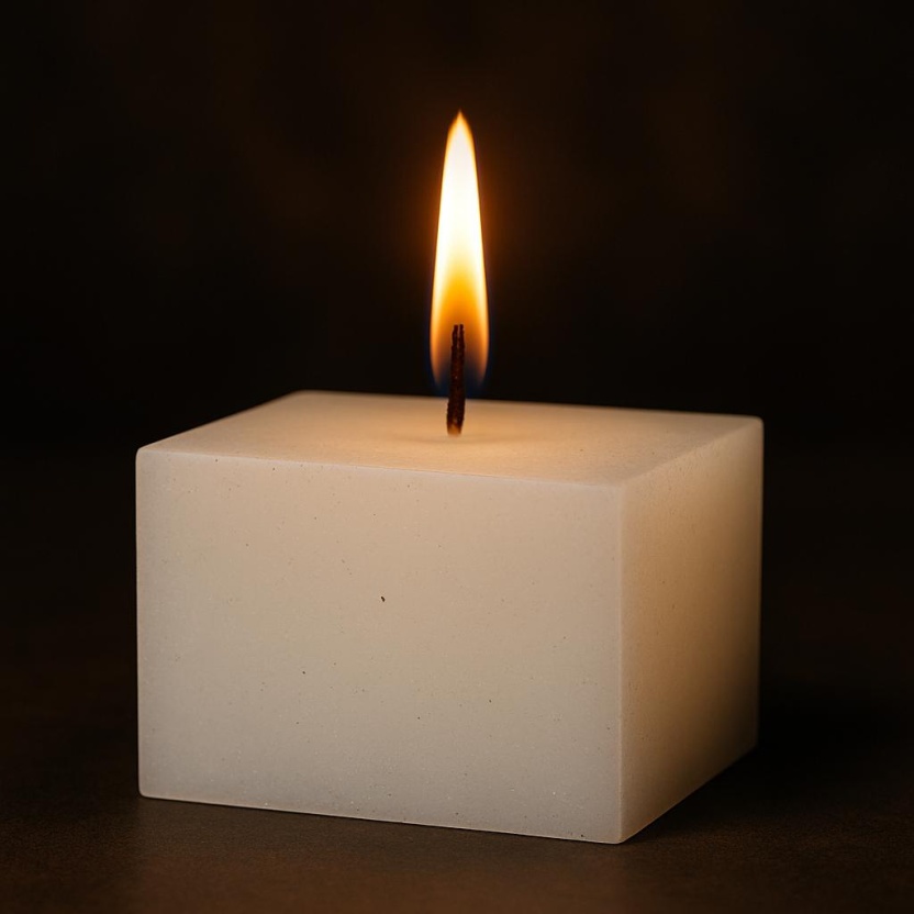 White Sempre rustic block candles 9x6cm - Image 2