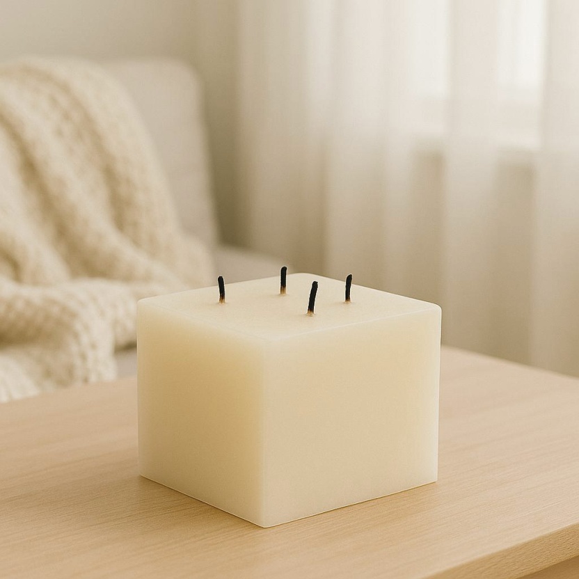 White Sempre square block candles 12x9cm - Image 2