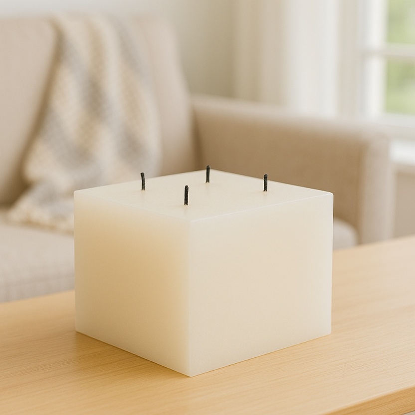 White Sempre rustic block candles 15x11cm - Image 2